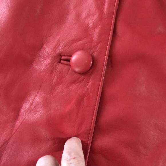 Vintage Jacqueline Ferrar Long Red Soft Genuine Leather Coat size medium - Picture 12 of 12